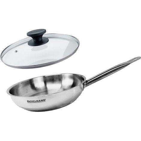 Set de 1 poêle de 28 cm en inox et couvercle en verre Fackelmann Eterna (1/5)