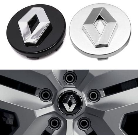 Lot de 4 enjoliveurs Renault - 60 mm - Argent
