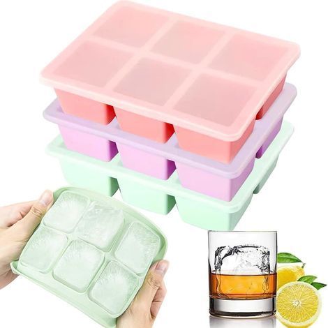 3-teiliges Eiswürfelform-Set, große stapelbare Eiswürfelform mit Deckel (1/5)