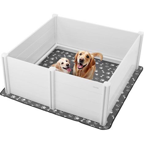 Parc de Mise Bas pour Chien 152x152x61 cm Caisse de Mise Bas Chiots pour Chiens de Très Grande Race, Boite de Naissance en Plastique PVC avec Porte à Hauteur Réglable, Tapis d'Urine Lavable (1/5)