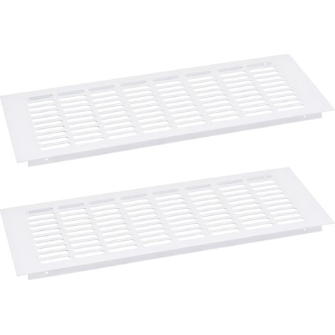 Grille de Couverture de Bouches d'Aération, 2 Pcs 400 x 150 mm - Grille de Ventilation en Alliage d'Aluminium à Mailles, Grille de Ventilation Rectangulaire à Persiennes (Blanc) (1/5)