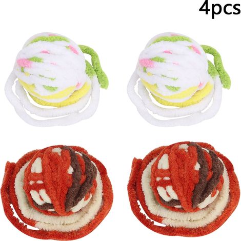 Jouet pour Chat - 4 Boules en Peluche Sonores 5cm - Nettoyage Dents, Résistant aux Morsures, Anti-Stress, Design Mignon (1/5)