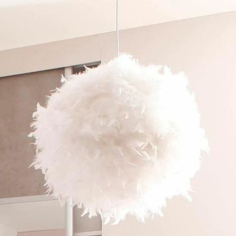 BelleRise - Lustre à plumes - Culot E27 - 40 W - Blanc - 30 cm (1/5)