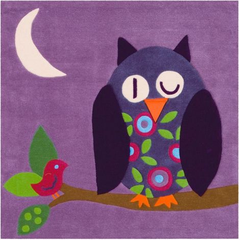 Tapis tissé joy 4049 violet owl - 130 x 130 cm