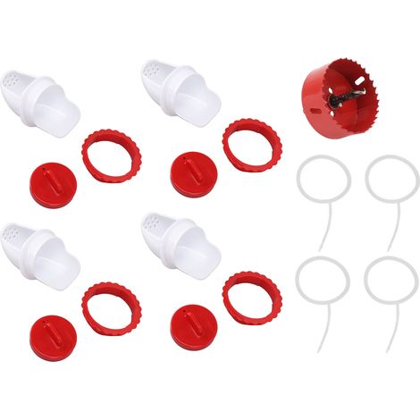 4 Pièces Mangeoire à Poules Gravitaire Anti-Pluie Distribution Automatique Nourrisseur Volaille pour Seau Auge (1/5)