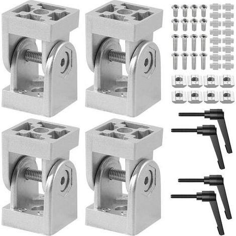 Connecteur Articulé, Profilé d'aluminium Articulé Rainure 6, en Alliage de Zinc, Charnière 180 ° de Rotation, avec Levier de Serrage (3030 (4 Argent)) (1/5)