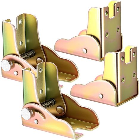 4 Pcs Charnière Pliante Autobloquante 90° - Idéal pour tables rabattables, meubles, lits, bancs, étagères, verrouillage automatique, installation facile, métal résistant (1/5)