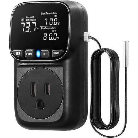 Digitaler Temperaturregler, 15 A/1800 W Thermostat-Steckdosenstecker, VA-Display, Heiz-/Kühlsteuerung, Timer, US-Stecker (1/5)