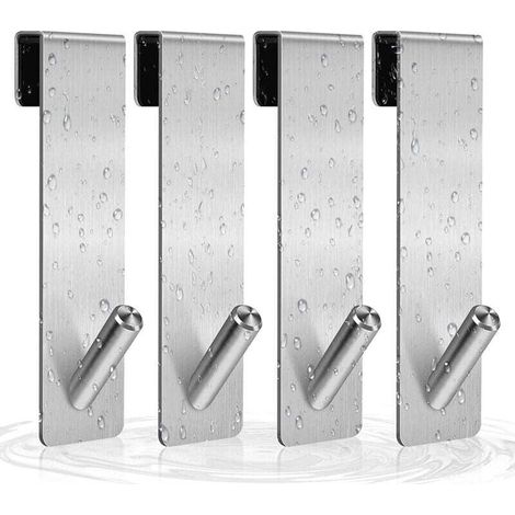 4pcs Shower Door Hooks, Stainless Steel Towel Hooks No Drilling on Frameless Shower Door for Bathroom (7 Inch Silver) MUMU (1/4)