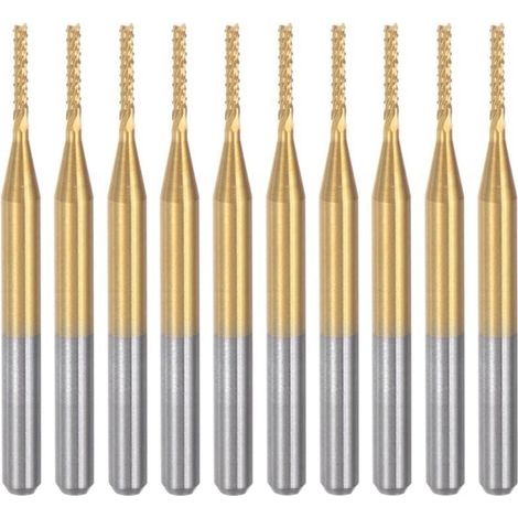 10 fresas de carburo de titanio para grabado, brocas para router CNC para máquinas PCB, vástago de 1/8" (1,2 mm).
