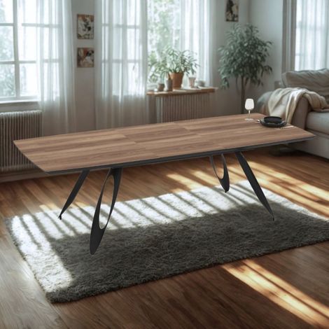 Tavolo allungabile Merkur con top rovere hazar frassinato e gambe colore nero (1/5)