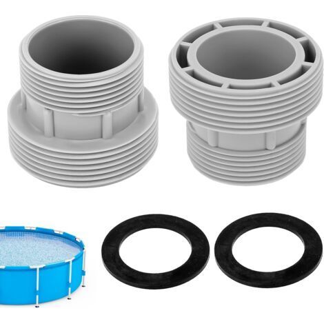 2-teiliger Poolschlauchadapter, 60 mm/47 mm Gewinde, robustes Kunststoffgehäuse, Pumpen-/Filter-Umrüstsatz, für Intex-Systeme (1/5)