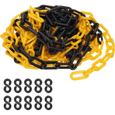 12M Chaîne en Plastique pour Contrôle des Sécurité 8mm Jaune/Noir (1/5)