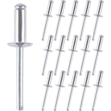 150 Pièces Rivets Aveugles, 4,8 x 16 mm Rivets Pop Blanc Rivets Plaque Immatriculation pour Métal, Bois, Plastique (1/5)