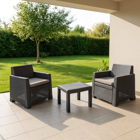 Set de Salón Exterior Rosta, Sofá de Jardín 2 Plazas, Hecho en Italia, Gris Antracita (1/5)