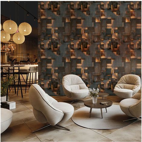 Photo wallpaper wall Profhome 790160 hot embossed non-woven wallpaper slightly textured 3D matt anthracite golden yellow concrete grey 1,59 m x 2,8 m (1/5)