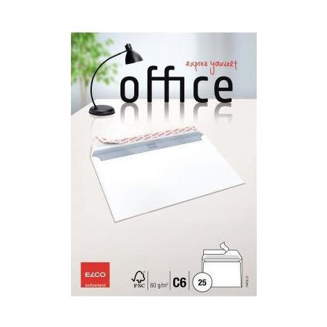 Briefumschlag Office DIN C6 162 x 114 mm (B x H) ohne Fenster 80g/m mit Haftklebung Papier hochwei 25 St./Pack. (1/4)