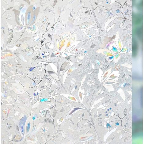 Elektrostatische Fensterfolie – 90 % Sichtschutz – UV-Schutz – Dekoratives Tulpenmuster – 30 x 200 cm (1/5)