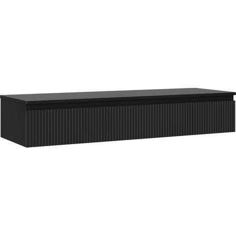 Mexen Rivel mueble de ba帽o bajo lavabo de 140 cm con encimera, 1 caj贸n, estriado, negro mate - 91A20-14023-1-BFC71 (1/5)