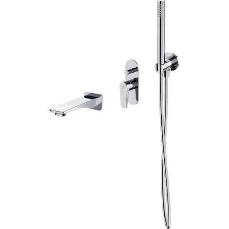 Cersanit Moduo - Mitigeur de baignoire encastré, montage 3 trous, avec corps, avec accessoires, chrome S952-040 (1/2)