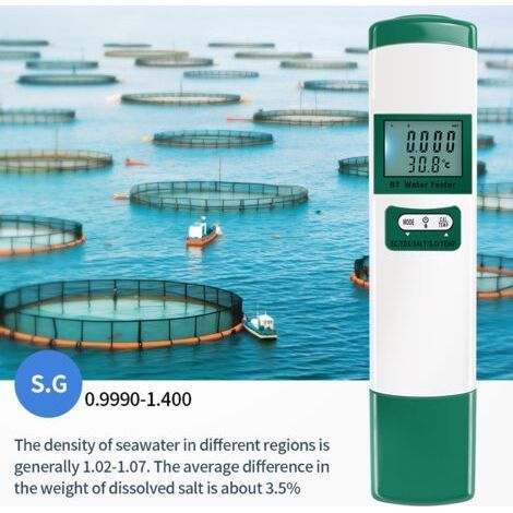 Testeur Intelligent de Qualité de l'Eau EC TDS Sel SG Température Conductivité Précis Multifonction (1/5)