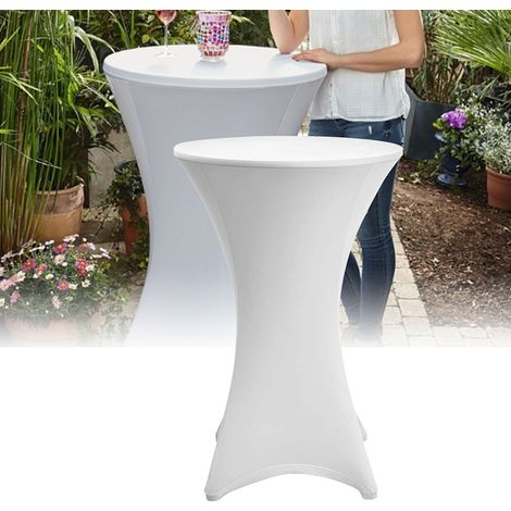 Randaco tehtischhusse Stretch Weiß Ø 60×110 cm – Elastischer Bistrotisch Überzug für Events & Feiern (1/5)