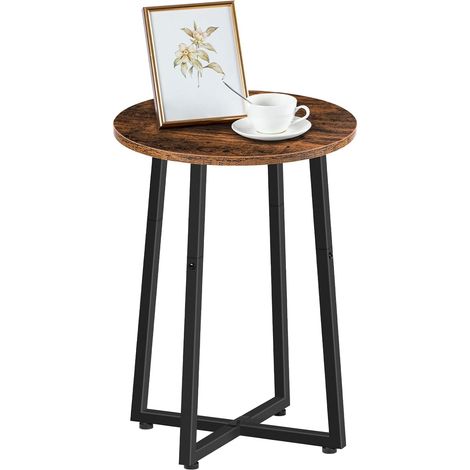 Runder Beistelltisch, Couchtisch mit Stabilem X-Förmigem Metallrahmen, 40 cm Nachttisch Kleiner runder Tisch für Wohnzimmer, Schlafzimmer, HOOBRO EBF95BZ01 (1/5)