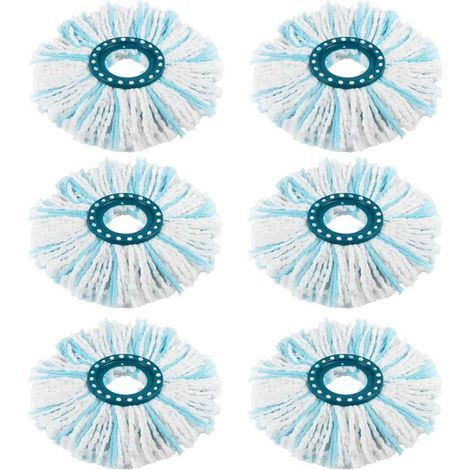 Pack of 6 replacement heads for Leifheit Clean Twist Disc Mop/Clean Twist Disc Mop Ergo, microfiber mop for all floors, double-fiber mop capable of efficient absorption (1/5)