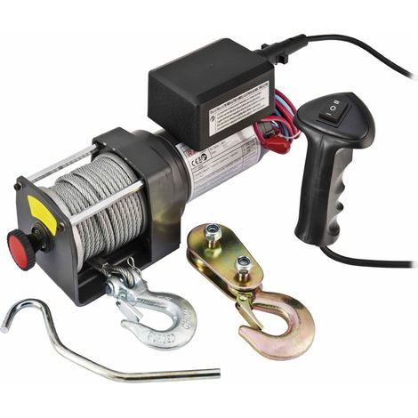 Ribimex – Treuil électrique 12V 1100kg – Câble acier 14m Ø4,8mm – Commande à distance – Pour remorquage embarcations et objets lourds - PE12V2500