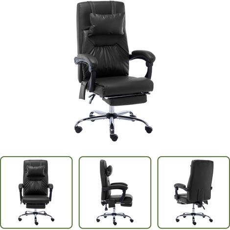 Rückenlehne -  Massage-Bürostuhl Schwarz Kunstleder