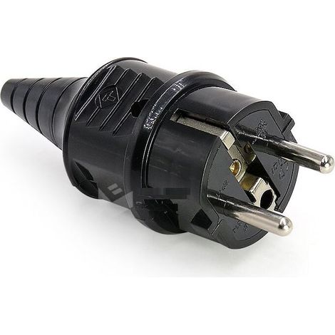 2 prises électriques mâles, 250 V, 16 A, IP44, pour câbles 6 à 16 mm, usage intérieur, noir (1/5)