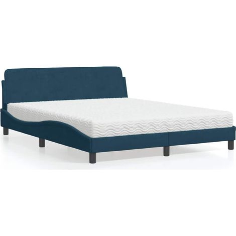 Maison Exclusive - Letto con Materasso Dover Blu 160x200 cm in Velluto (1/5)
