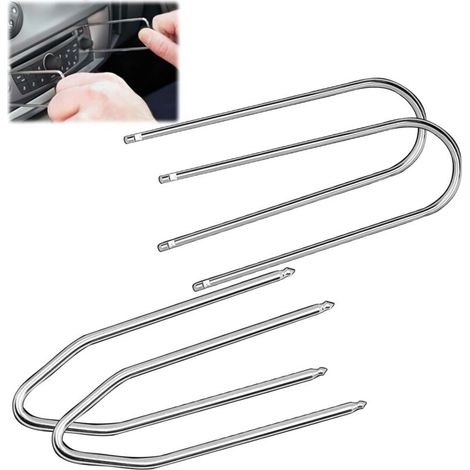 Lntyq 4 Pièces Outil D'Extraction de Autoradio, Clé Extraction Autoradio Clés de Démontage et Étriers de Déverrouillage Kit Universel pour Retrait et Installation de Systèmes Audio de Voiture