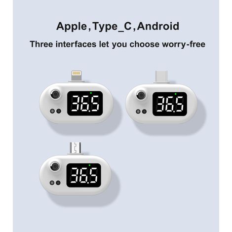 Thermomètre intelligent portable mini thermomètre téléphone sans contact infrarouge USB haute précision pour bébé adulte (1/5)