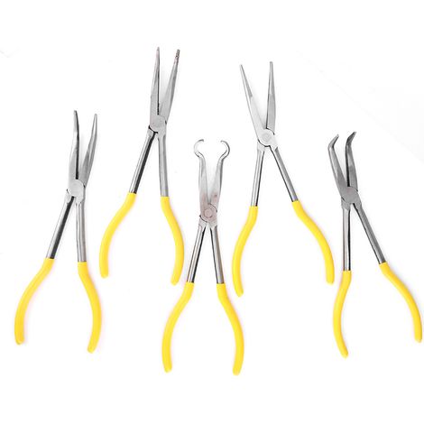 5-teiliges Set langer Spitzzangen aus Kohlenstoffstahl mit O-förmiger Klemme und rutschfestem Griff (1/5)