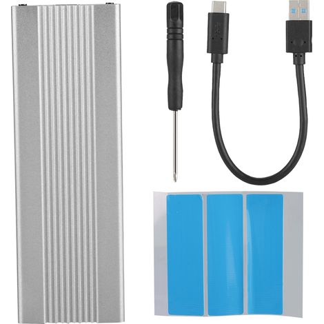 Boîtier SSD NVME M.2 USB 3.1 vers Type C, Aluminium Argent et Blanc pour Disque Dur Externe (1/5)