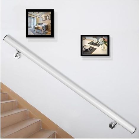 Main courante d'escalier 3/5/6ft longueur rampe d'escalier en aluminium mains courantes modernes for escaliers 200lbs capacité de charge rampe d'escalier ronde ( Color : Silver , Size : 6ft white ) (1/5)
