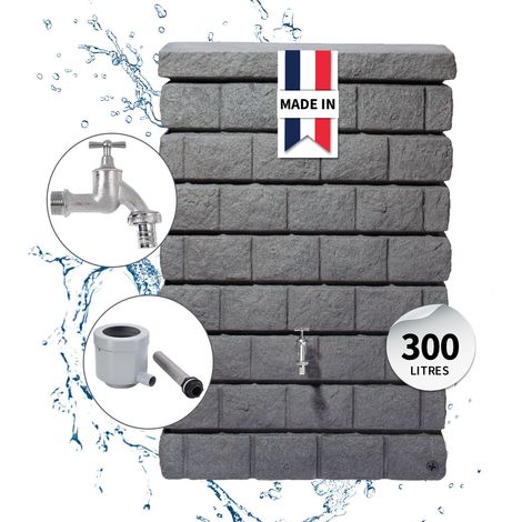 Graf – Réservoir mural 300L gris granite – Robinet chromé inclus – Collecteur Eco pour filtration – Montage facile et durable (1/5)