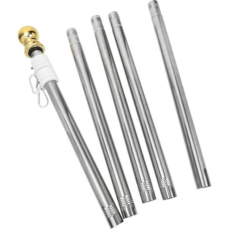 Mât de Drapeau en Acier Inoxydable 1 M Télescopique pour Extérieur Jardin, Anneau Rotatif Anti-enroulement, Démontable, Support Porte-Drapeau Professionnel Adaptable aux Fêtes