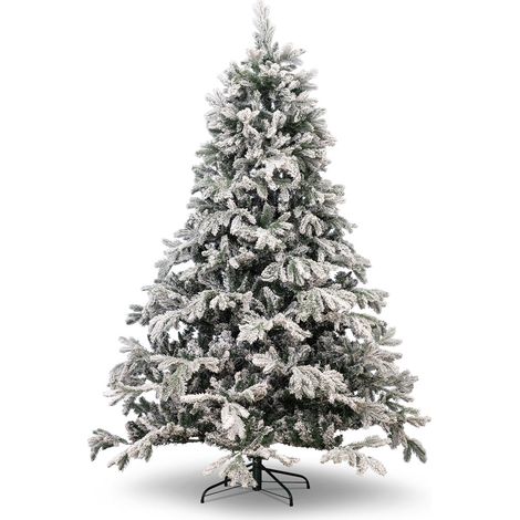 Albero di natale innevato "Monviso" con PE Effetto Real Touch + Flock -210 cm
