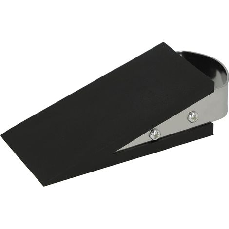 Butoir de porte en forme de coin noir  Butoir de porte en caoutchouc avec poignée en acier inoxydable  12 cm x 5 cm x 3 cm  E-19000 00 (1/5)
