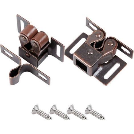 Lot de 10 verrous de porte à double vis à billes, adaptés aux armoires, placards, penderies, loquets de porte, verrous de porte de meubles de maison, marron. (1/5)