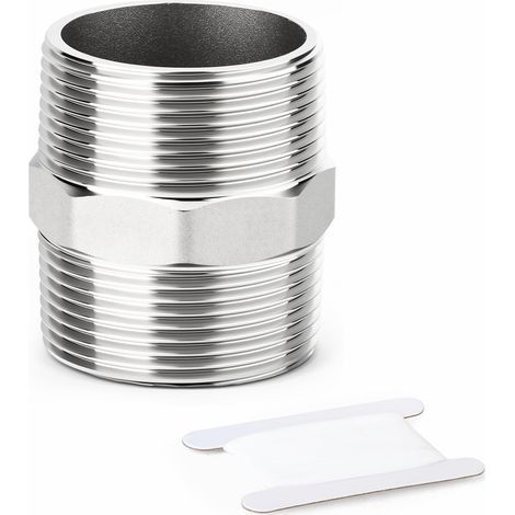 2 pièces de raccords tuyauterie à embout hexagonal en acier inoxydable 304, raccord droit adaptateur pour tuyau mâle BSP 1-1/2" x - 3"BSP(1Pcs) (1/4)