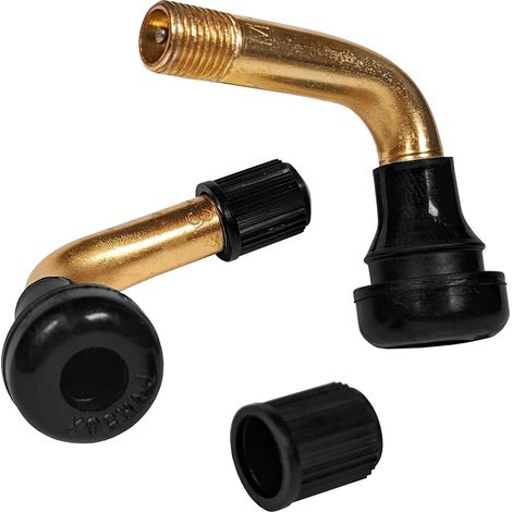 Valve de Pneu Tubeless coudée VR50 en Laiton - pour Trottinette, Moto, Scooter - PVR50X - Coudée à 80° - Kit de 2 unités (1/5)