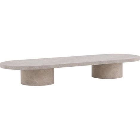 Paris Prix – Table basse ovale 190cm beige – MDF moderne avec revêtement papier 3D – Dimensions L. 190 x l. 60 x H. 25 cm – Poids max 80 kg (1/5)
