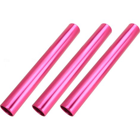 Set aus 3 Staffelstangen aus Aluminiumlegierung für Laufwettbewerbe, ideale Ausrüstung für Outdoor-Laufteams und Schülerstaffeln. Farbe: Rosarot. (1/4)