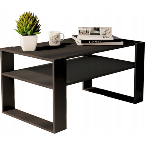 Tavolino da caffè nero 90x50 cm, tavolo a panca in stile loft retrò (1/5)