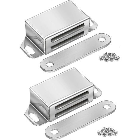 loquet de porte magnétique 10 kg de traction aimanté puissant loquets d'armoire quincaillerie magnétique ferme-porte en acier inoxydable chromé (10 kg s [jkw] (1/5)