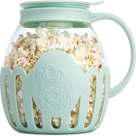 Máquina para hacer palomitas de maíz en microondas, recipiente de vidrio borosilicato de 2,25 litros, accesorios de cocina, color verde. (1/5)