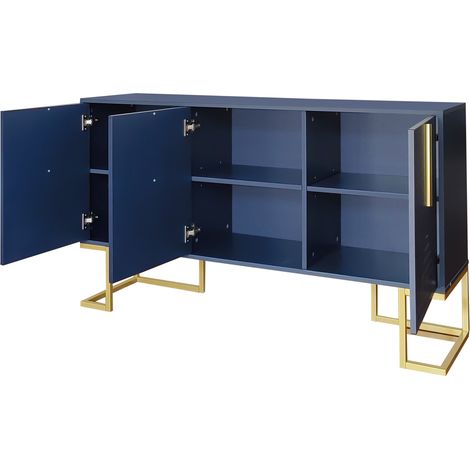 Buffet 3 portes en MDF et panneaux de particules, étagères réglables, bleu marine, MODENUIT (1/5)